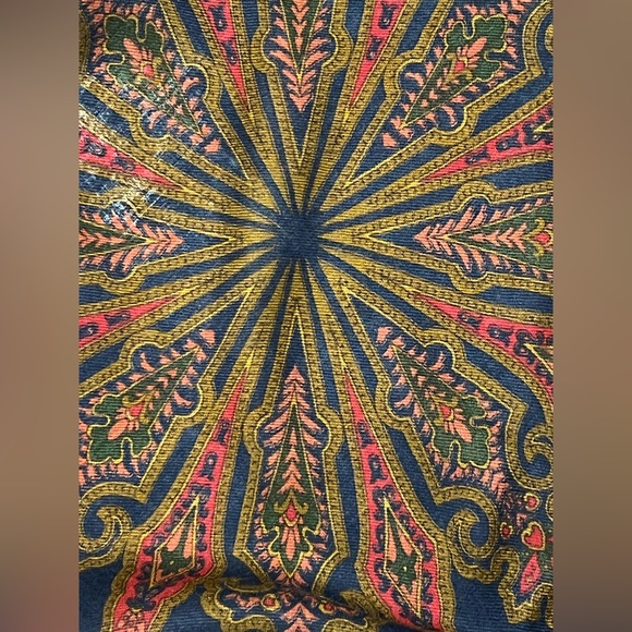 🌺Spectacular Vintage ECHO Navy & Pink Fine Wool 43” Square Scarf—Lightweight - Picture 15 of 16